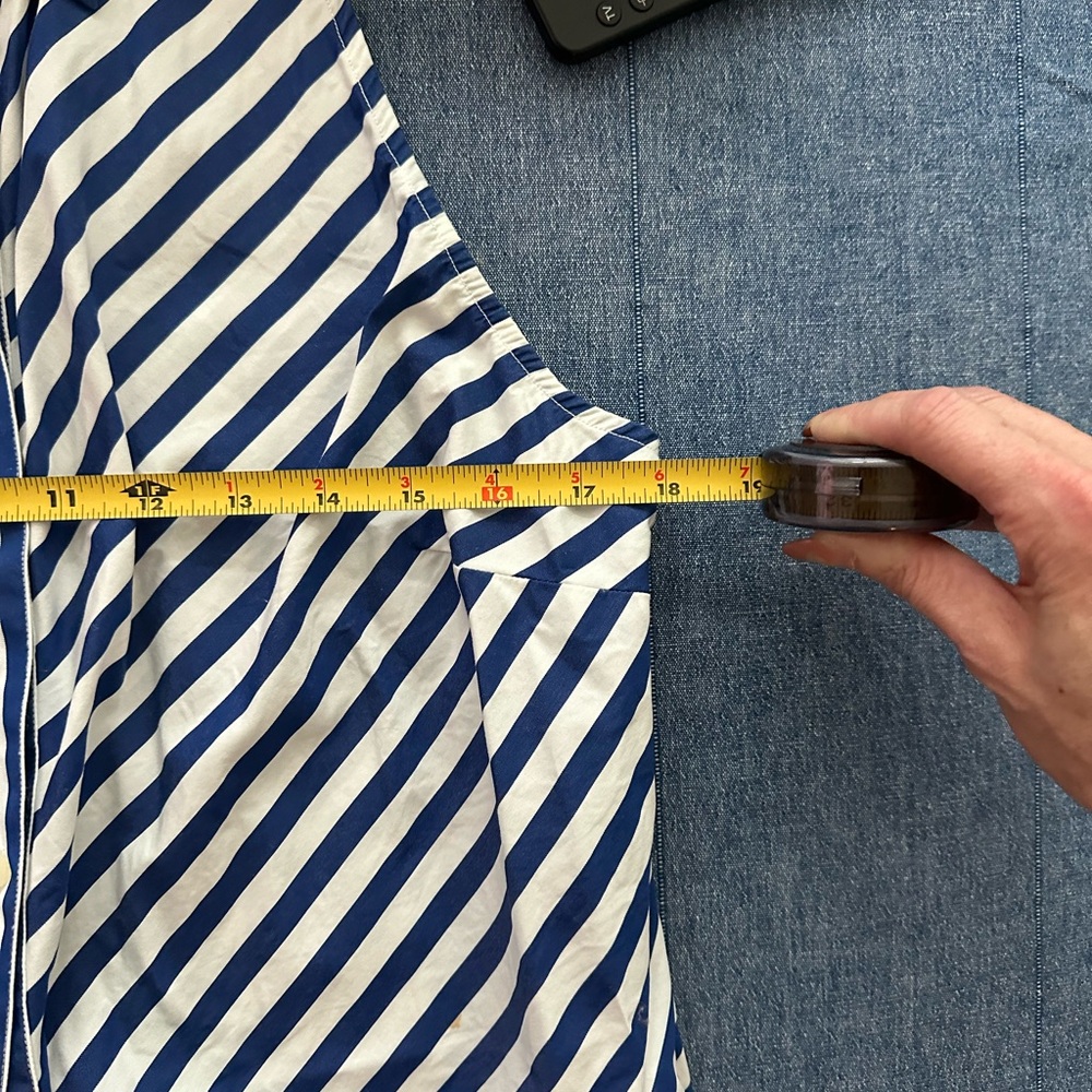 Ralph Lauren white & blue striped sleeveless button up blouse sz-14 - Picture 6 of 10